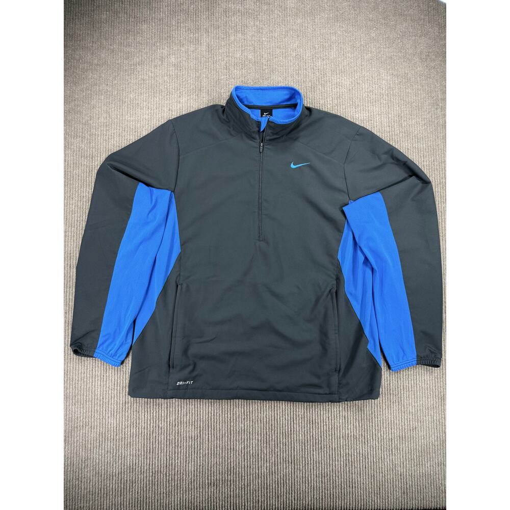 Nike Dri-FIT Colorblock 1/4-Zip Pullover Jacket Gray Blue Mens XL - Picture 2 of 9